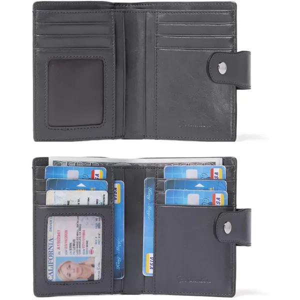 BOSTANTEN Women Leather Wallet RFID Blocking Small Bifold Zipper Pocket Wallet Card Case Purse with ID Window