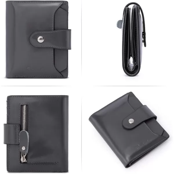 BOSTANTEN Women Leather Wallet RFID Blocking Small Bifold Zipper Pocket Wallet Card Case Purse with ID Window