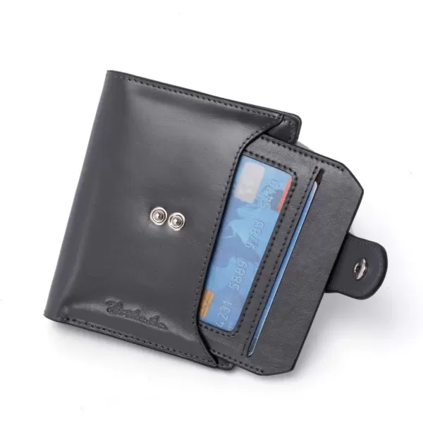 BOSTANTEN Women Leather Wallet RFID Blocking Small Bifold Zipper Pocket Wallet Card Case Purse with ID Window