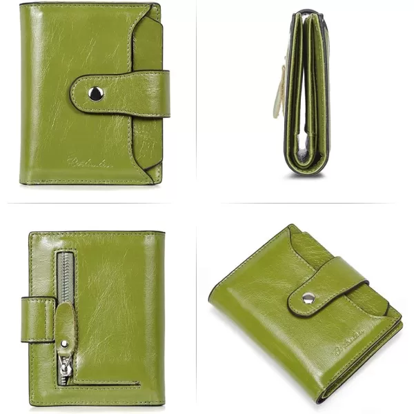BOSTANTEN Women Leather Wallet RFID Blocking Small Bifold Zipper Pocket Wallet Card Case Purse with ID Window