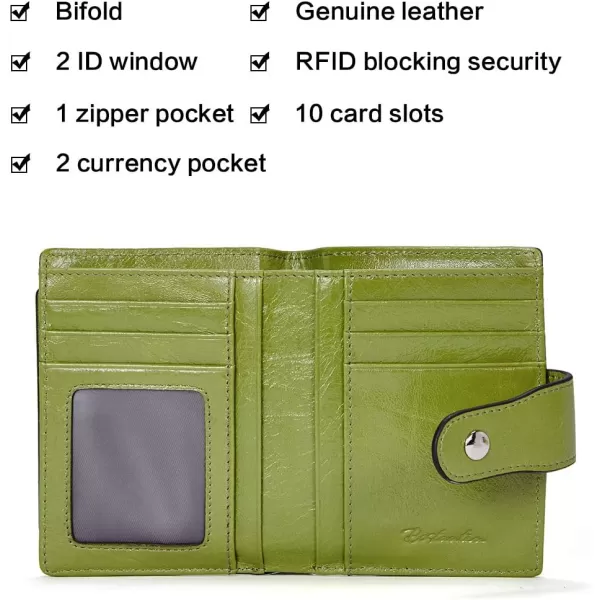 BOSTANTEN Women Leather Wallet RFID Blocking Small Bifold Zipper Pocket Wallet Card Case Purse with ID Window