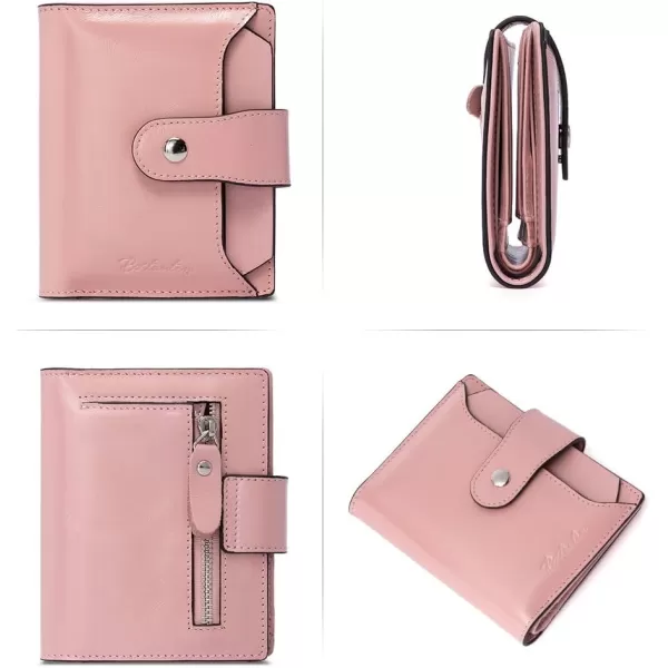 BOSTANTEN Women Leather Wallet RFID Blocking Small Bifold Zipper Pocket Wallet Card Case Purse with ID Window