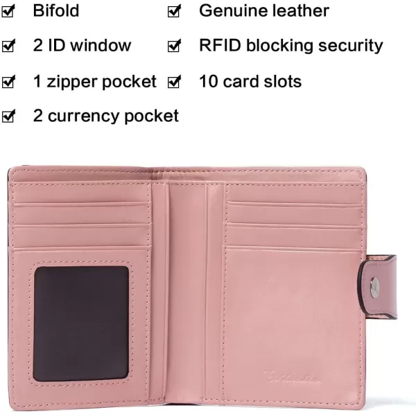 BOSTANTEN Women Leather Wallet RFID Blocking Small Bifold Zipper Pocket Wallet Card Case Purse with ID Window