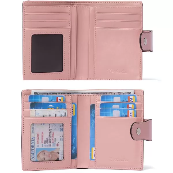 BOSTANTEN Women Leather Wallet RFID Blocking Small Bifold Zipper Pocket Wallet Card Case Purse with ID Window