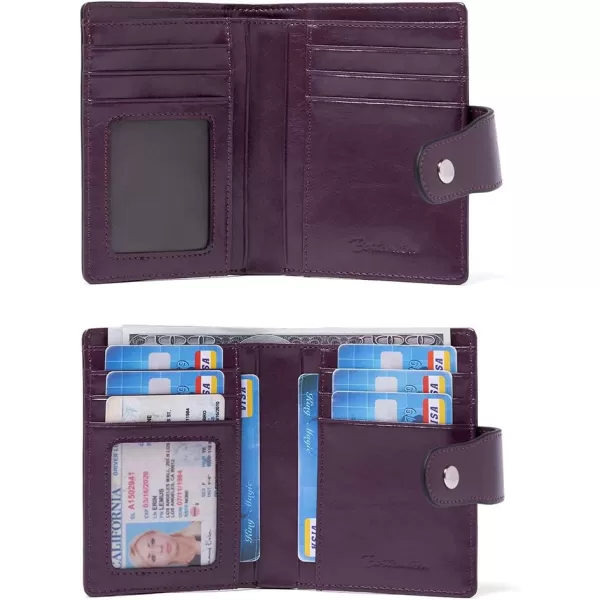 BOSTANTEN Women Leather Wallet RFID Blocking Small Bifold Zipper Pocket Wallet Card Case Purse with ID Window