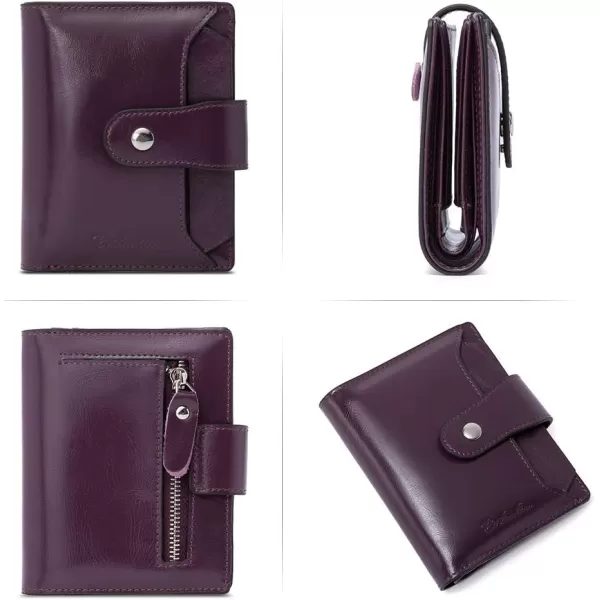 BOSTANTEN Women Leather Wallet RFID Blocking Small Bifold Zipper Pocket Wallet Card Case Purse with ID Window