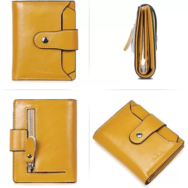BOSTANTEN Women Leather Wallet RFID Blocking Small Bifold Zipper Pocket Wallet Card Case Purse with ID Window