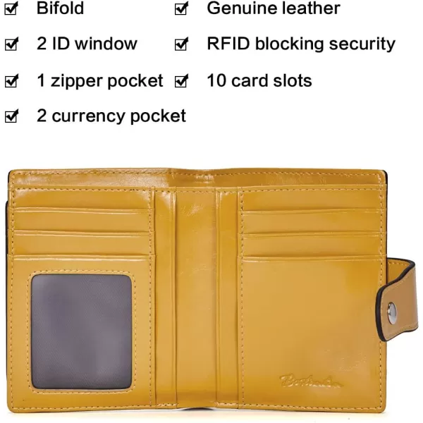BOSTANTEN Women Leather Wallet RFID Blocking Small Bifold Zipper Pocket Wallet Card Case Purse with ID Window