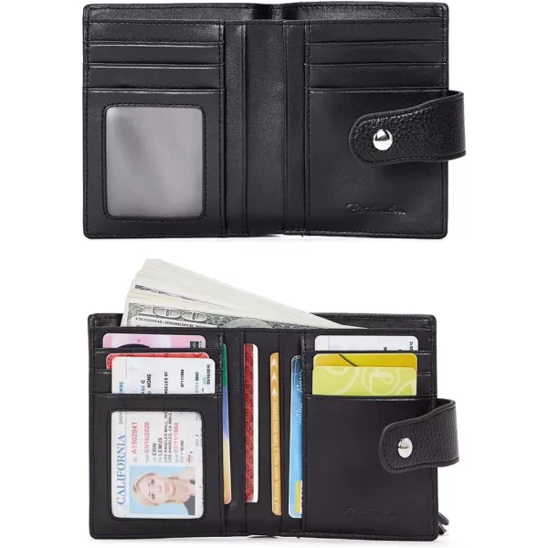 BOSTANTEN Women Leather Wallet RFID Blocking Small Bifold Zipper Pocket Wallet Card Case Purse with ID Window