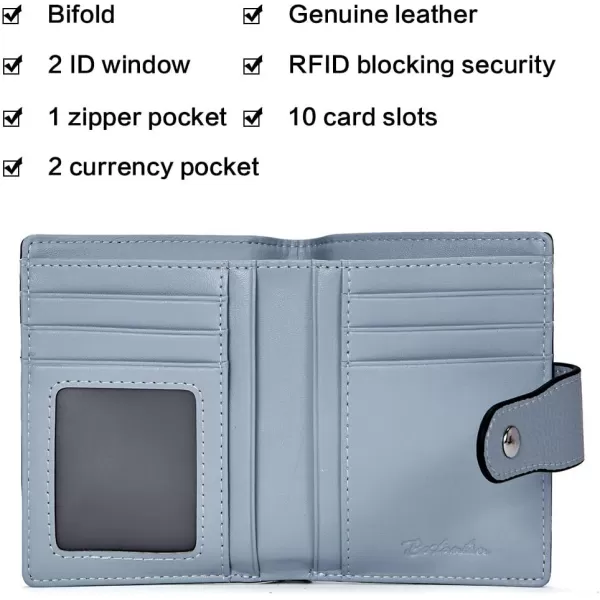 BOSTANTEN Women Leather Wallet RFID Blocking Small Bifold Zipper Pocket Wallet Card Case Purse with ID Window