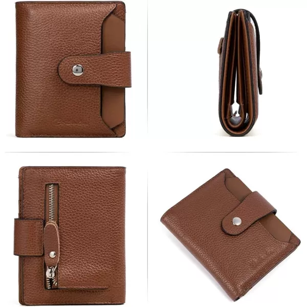BOSTANTEN Women Leather Wallet RFID Blocking Small Bifold Zipper Pocket Wallet Card Case Purse with ID Window
