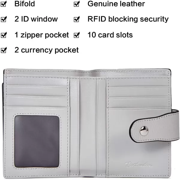 BOSTANTEN Women Leather Wallet RFID Blocking Small Bifold Zipper Pocket Wallet Card Case Purse with ID Window
