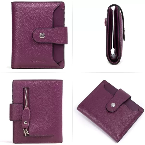 BOSTANTEN Women Leather Wallet RFID Blocking Small Bifold Zipper Pocket Wallet Card Case Purse with ID Window