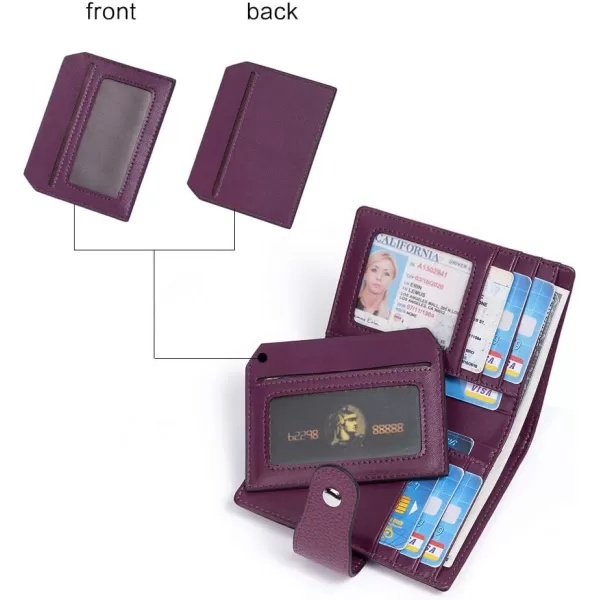 BOSTANTEN Women Leather Wallet RFID Blocking Small Bifold Zipper Pocket Wallet Card Case Purse with ID Window