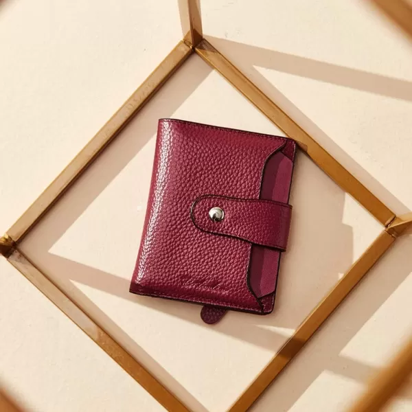 BOSTANTEN Women Leather Wallet RFID Blocking Small Bifold Zipper Pocket Wallet Card Case Purse with ID Window