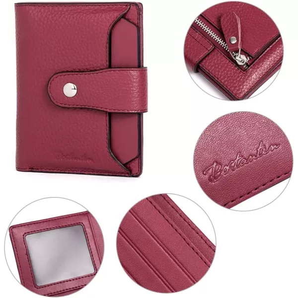 BOSTANTEN Women Leather Wallet RFID Blocking Small Bifold Zipper Pocket Wallet Card Case Purse with ID Window