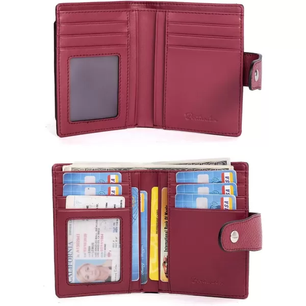 BOSTANTEN Women Leather Wallet RFID Blocking Small Bifold Zipper Pocket Wallet Card Case Purse with ID Window