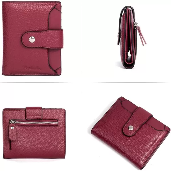 BOSTANTEN Women Leather Wallet RFID Blocking Small Bifold Zipper Pocket Wallet Card Case Purse with ID Window