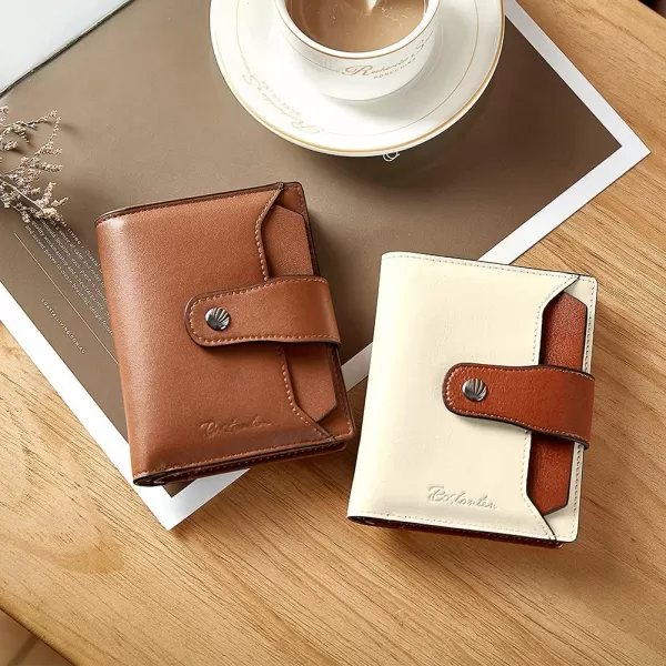 BOSTANTEN Women Leather Wallet RFID Blocking Small Bifold Zipper Pocket Wallet Card Case Purse with ID Window