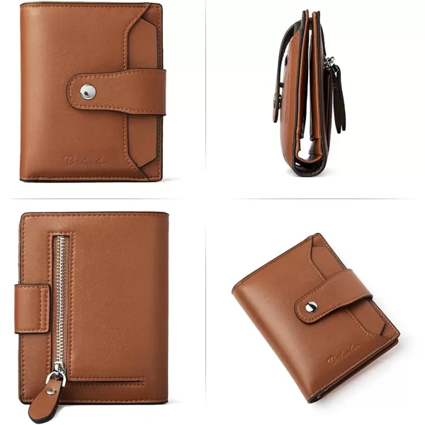 BOSTANTEN Women Leather Wallet RFID Blocking Small Bifold Zipper Pocket Wallet Card Case Purse with ID Window