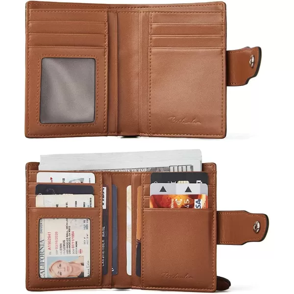 BOSTANTEN Women Leather Wallet RFID Blocking Small Bifold Zipper Pocket Wallet Card Case Purse with ID Window