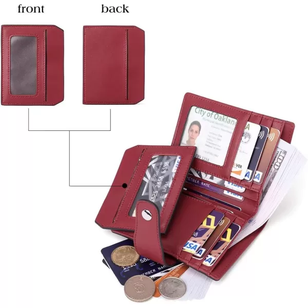 BOSTANTEN Women Leather Wallet RFID Blocking Small Bifold Zipper Pocket Wallet Card Case Purse with ID Window