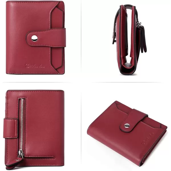 BOSTANTEN Women Leather Wallet RFID Blocking Small Bifold Zipper Pocket Wallet Card Case Purse with ID Window