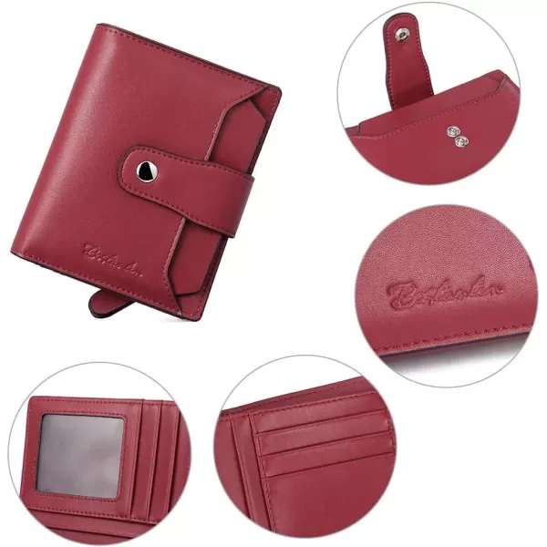 BOSTANTEN Women Leather Wallet RFID Blocking Small Bifold Zipper Pocket Wallet Card Case Purse with ID Window