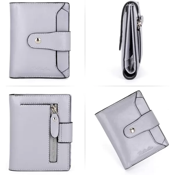 BOSTANTEN Women Leather Wallet RFID Blocking Small Bifold Zipper Pocket Wallet Card Case Purse with ID Window