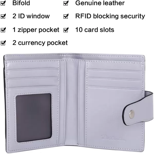 BOSTANTEN Women Leather Wallet RFID Blocking Small Bifold Zipper Pocket Wallet Card Case Purse with ID Window