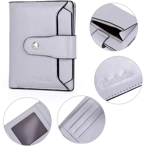 BOSTANTEN Women Leather Wallet RFID Blocking Small Bifold Zipper Pocket Wallet Card Case Purse with ID Window