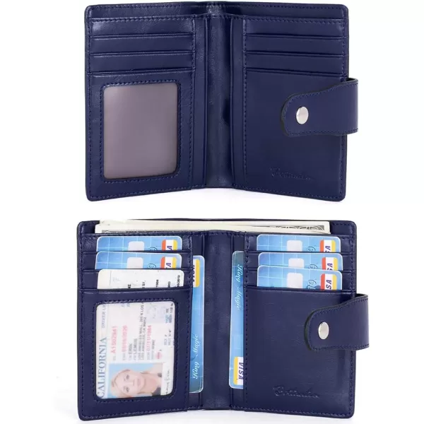 BOSTANTEN Women Leather Wallet RFID Blocking Small Bifold Zipper Pocket Wallet Card Case Purse with ID Window