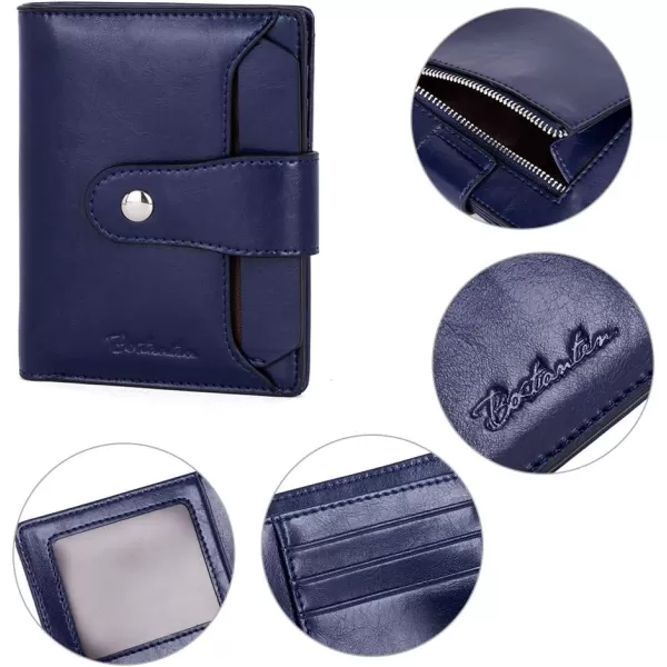 BOSTANTEN Women Leather Wallet RFID Blocking Small Bifold Zipper Pocket Wallet Card Case Purse with ID Window