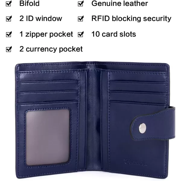 BOSTANTEN Women Leather Wallet RFID Blocking Small Bifold Zipper Pocket Wallet Card Case Purse with ID Window