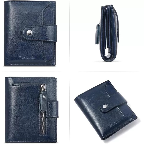 BOSTANTEN Women Leather Wallet RFID Blocking Small Bifold Zipper Pocket Wallet Card Case Purse with ID Window