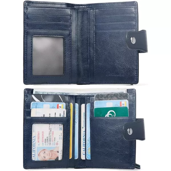BOSTANTEN Women Leather Wallet RFID Blocking Small Bifold Zipper Pocket Wallet Card Case Purse with ID Window