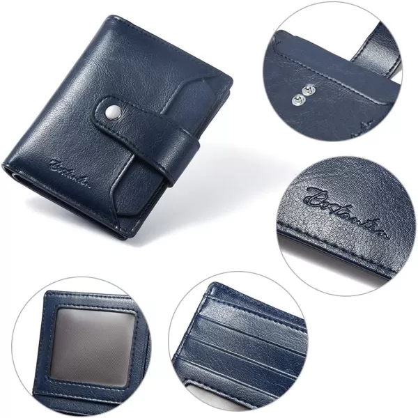 BOSTANTEN Women Leather Wallet RFID Blocking Small Bifold Zipper Pocket Wallet Card Case Purse with ID Window