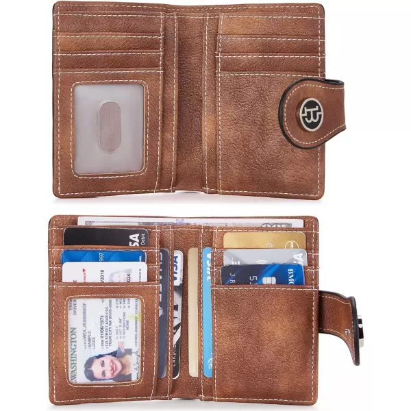 BOSTANTEN Women Leather Wallet RFID Blocking Small Bifold Zipper Pocket Wallet Card Case Purse with ID Window