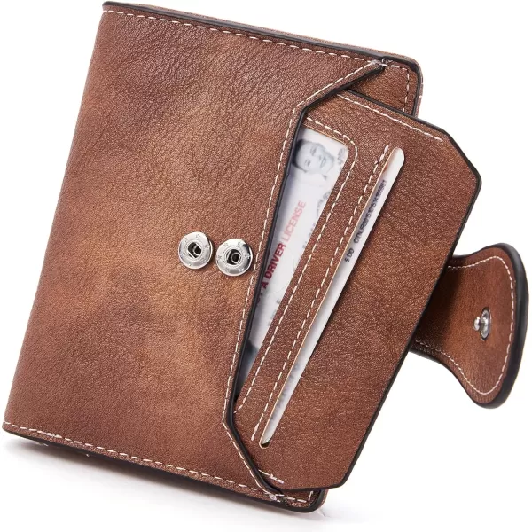 BOSTANTEN Women Leather Wallet RFID Blocking Small Bifold Zipper Pocket Wallet Card Case Purse with ID Window