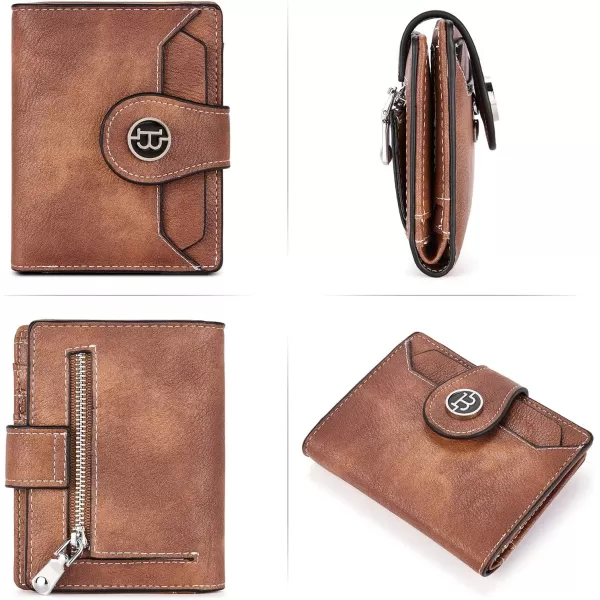 BOSTANTEN Women Leather Wallet RFID Blocking Small Bifold Zipper Pocket Wallet Card Case Purse with ID Window