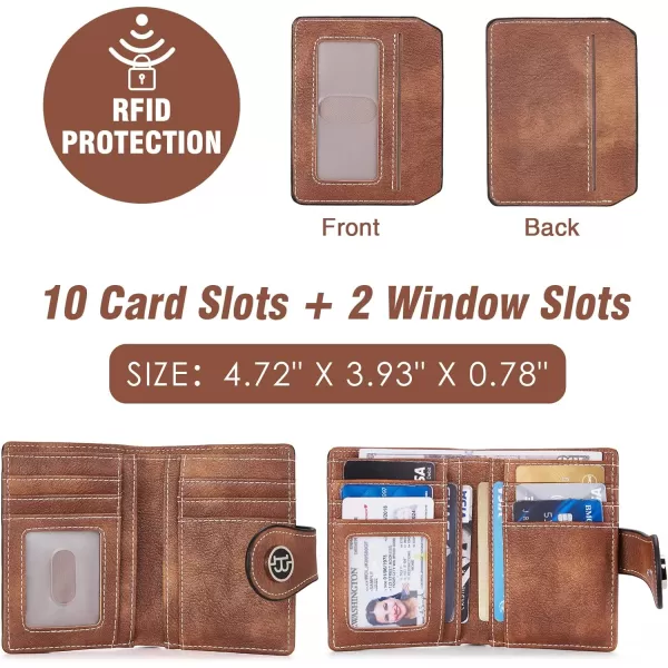 BOSTANTEN Women Leather Wallet RFID Blocking Small Bifold Zipper Pocket Wallet Card Case Purse with ID Window