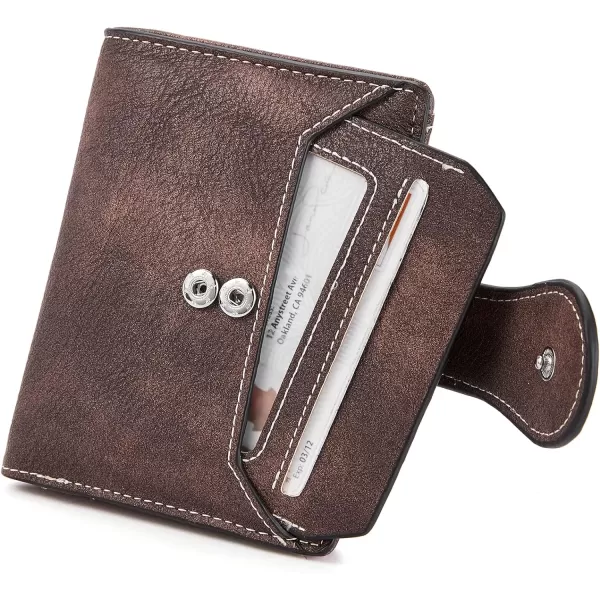 BOSTANTEN Women Leather Wallet RFID Blocking Small Bifold Zipper Pocket Wallet Card Case Purse with ID Window
