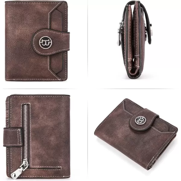 BOSTANTEN Women Leather Wallet RFID Blocking Small Bifold Zipper Pocket Wallet Card Case Purse with ID Window