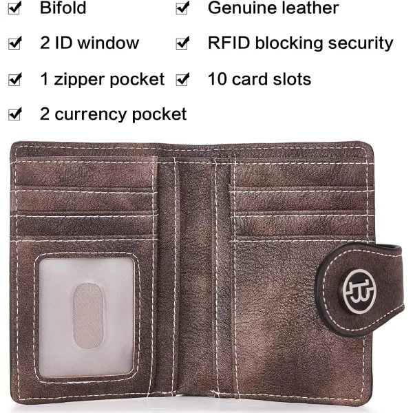 BOSTANTEN Women Leather Wallet RFID Blocking Small Bifold Zipper Pocket Wallet Card Case Purse with ID Window