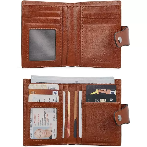 BOSTANTEN Women Leather Wallet RFID Blocking Small Bifold Zipper Pocket Wallet Card Case Purse with ID Window
