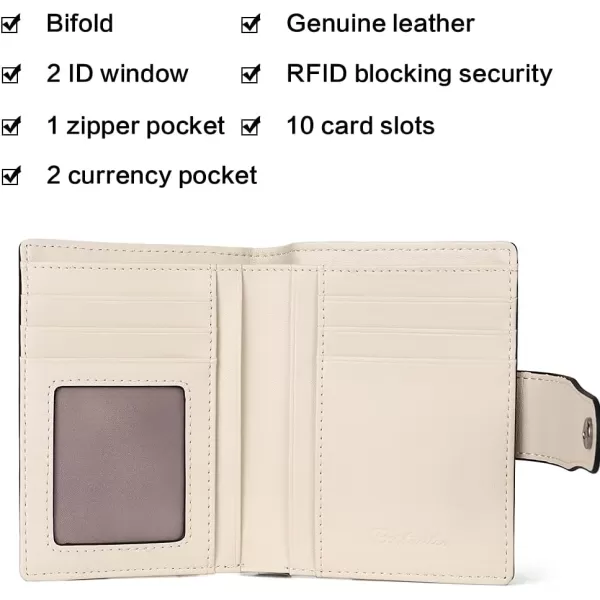 BOSTANTEN Women Leather Wallet RFID Blocking Small Bifold Zipper Pocket Wallet Card Case Purse with ID Window