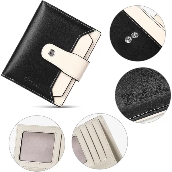 BOSTANTEN Women Leather Wallet RFID Blocking Small Bifold Zipper Pocket Wallet Card Case Purse with ID Window