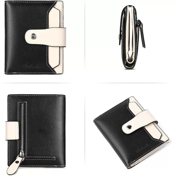 BOSTANTEN Women Leather Wallet RFID Blocking Small Bifold Zipper Pocket Wallet Card Case Purse with ID Window