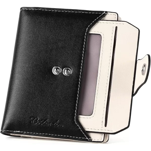 BOSTANTEN Women Leather Wallet RFID Blocking Small Bifold Zipper Pocket Wallet Card Case Purse with ID Window