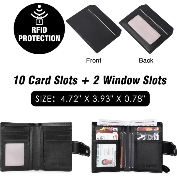 BOSTANTEN Women Leather Wallet RFID Blocking Small Bifold Zipper Pocket Wallet Card Case Purse with ID Window